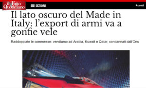 L'europarlamentare Stefano Maullu contesta un titolo de Il Fatto Quotidiano sull'esportazione delle armi dall'Italia, considerandolo fuorviante.