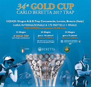 Dal 23 al 25 giugno il Trap Concaverde di Lonato ospita la 34ª Gold Cup Carlo Beretta 2017 Trap e il campionato nazionale Beretta Excellence 2017.