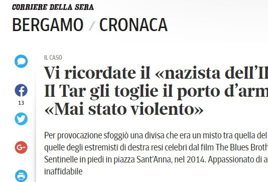 Contestatore di Sentinelle in piedi perde porto d’armi: «È un’ingiustizia» Sentinelle in piedi CDS