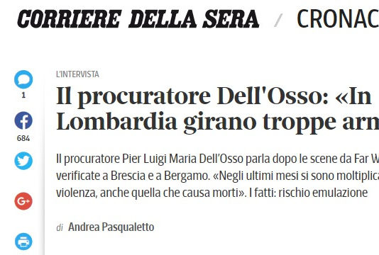 Conarmi commenta l’intervista al procuratore generale di Brescia