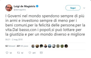 tweet di luigi de magistris