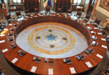 La Bongiorno e Bonafede sulla legittima difesa Sala del Consiglio dei ministri: Bongiorno e Bonafede sulla legittima difesa