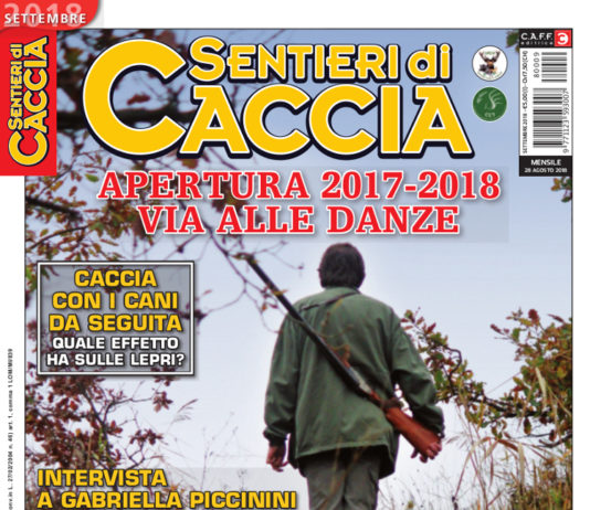 Sentieri di Caccia settembre 2018 in edicola dal 28 agosto Sentieri di Caccia settembre 2018