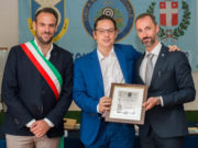 Mario Conte e Marco Bruniera assieme al senatore della Lega Massimo Candura premiato dal Tsn di Treviso.