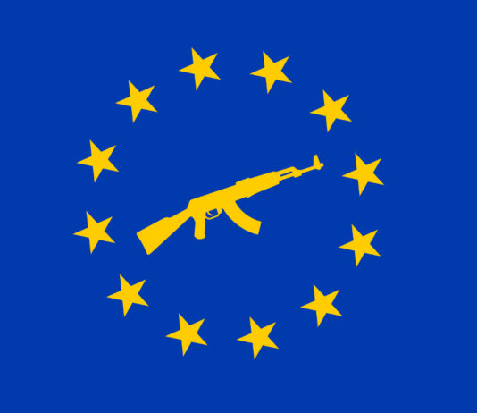 Nuova Direttiva armi: Conarmi organizza due seminari di aggiornamento bandiera europea con fucile automatico: nuova direttiva armi