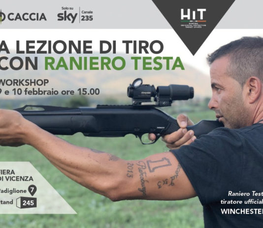 Lezioni di tiro con Raniero Testa a Hit Show A lezione di tiro con Raniero Testa Sky Caccia 235 Hit Show 2019