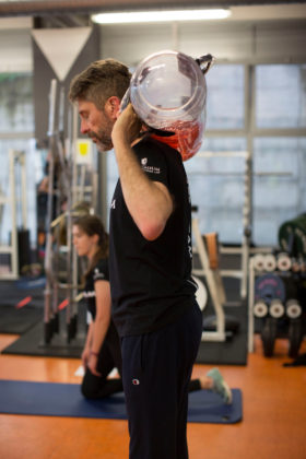 paolo zambai, tiratore benelli, si allena in palestra