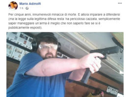 “Imparare a difendersi”, il post di Mario Adinolfi sulle armi Il post di Mario Adinolfi sulle armi