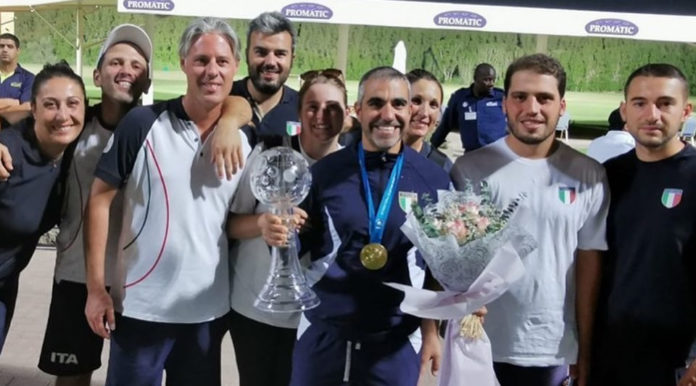 Coppa del Mondo di tiro a volo: Luigi Lodde con la Coppa di Cristallo