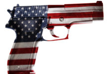 Armi negli Stati Uniti: l’analisi di mercato di Nasgw armi negli Stati Uniti: pistola decorata con bandiera americana