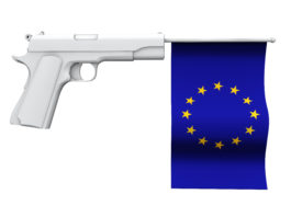 Ricorso della Repubblica Ceca contro la Direttiva armi: la sentenza della Corte di Giustizia Ricorso della Repubblica Ceca contro la Direttiva armi: bandiera dell'Unione europea dentro una pistola