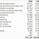 Le armi bancate nel 2019 dal Banco nazionale di prova