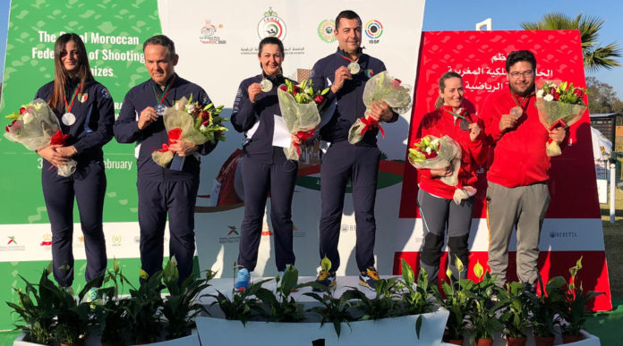 La nazionale italiana di trap sul podio 3° Gran premio del Marocco mixed team