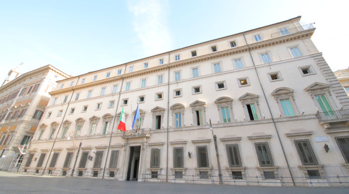 Decreto legge sull’emergenza sanitaria: facciata di palazzo chigi