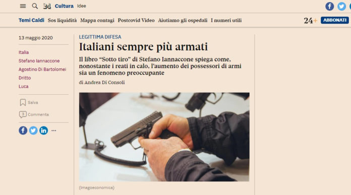 Articolo del Sole 24 Ore sui possessori di armi in Italia