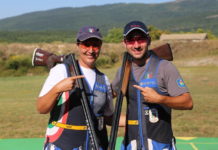 I risultati degli Italian Open 2020: ecco i primi otto campioni I risultati degli Italian Open 2020: Diana Bacosi e Gabriele Rossetti posano dopo la vittoria della gara mista di skeet (X Green Gup)