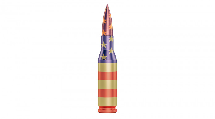 Mercato delle armi in America: proiettile con bandiera americana