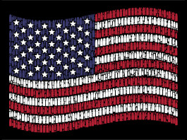 Vendita di armi in America, la situazione vendita di armi in america: bandiera degli stati uniti disegnata con proiettili