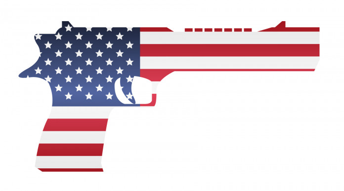 Mercato delle armi in America: pistola con bandiera americana