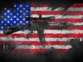 Mercato delle armi in America: la situazione a metà marzo Mercato delle armi in America: bandiera americana con M16