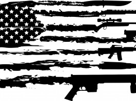 Mercato delle armi in America: tendenza consolidata Mercato delle armi in America: bandiera americana composta da armi