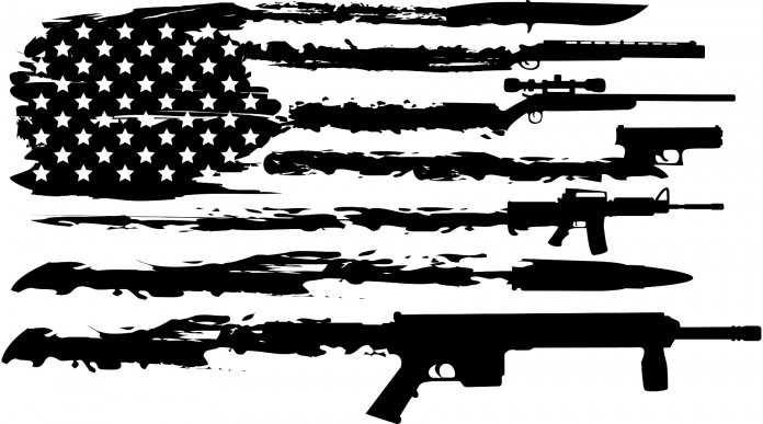 Mercato delle armi in America: bandiera americana composta da armi