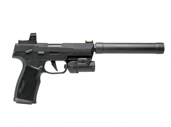 silenziatore installato sulla sig sauer P322