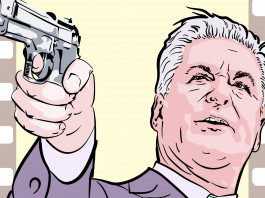 Incidente mortale sul set, multa ai produttori di Rust Incidente mortale sul set: disegno di Alec Baldwin che impugna pistola, pellicola sui lati