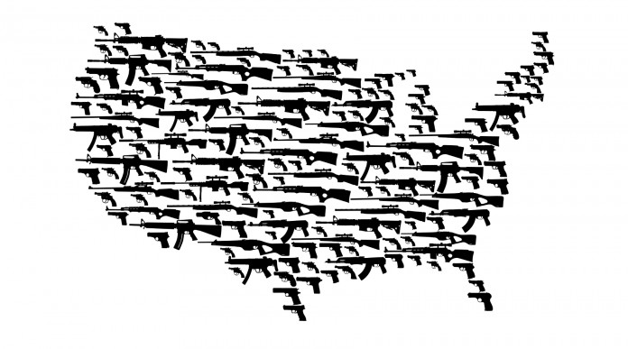 Background check: mappa degli stati uniti costruita con armi