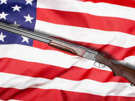 Mercato delle armi in America: la situazione ad agosto Mercato delle armi in America: fucile su bandiera americana