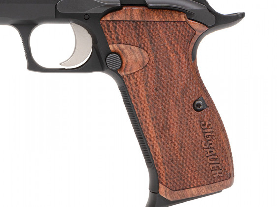 impugnatura della pistola da difesa custom sig sauer p210 carry custom, in legno di palissandro caraibico