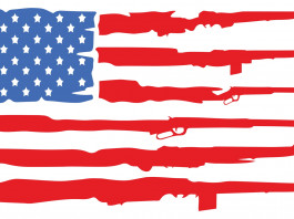Mercato delle armi in America: l’andamento a metà luglio Mercato delle armi in America: bandiera americana composta di armi al posto delle strisce