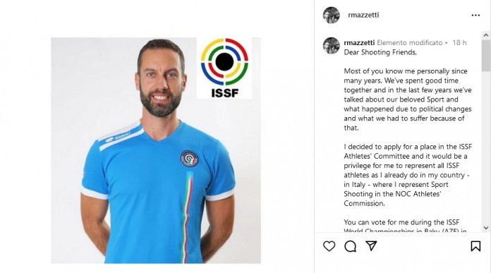 Mazzetti si candida alla commissione atleti Issf