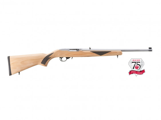 Ruger 10-22 Sporter 75th Anniversary natural finish hardwood with black laser checkering