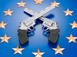 Chi ha inserito le armi nel programma per le elezioni europee 2024? Chi ha inserito le armi nel programma per le elezioni europee 2024? due revolver incrociati su bandiera dell'unione europea
