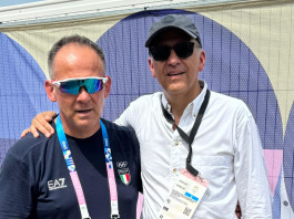 Parigi 2024, Italia fuori dalla finale della gara maschile di trap Parigi 2024, Italia fuori dalla finale della gara maschile di trap - Giovanni Pellielo con Carlo Ferlito, amministratore delegato e direttore generale Beretta