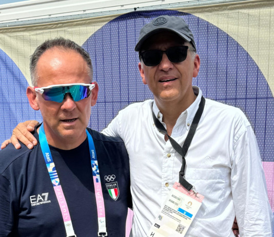 Parigi 2024, Italia fuori dalla finale della gara maschile di trap Parigi 2024, Italia fuori dalla finale della gara maschile di trap - Giovanni Pellielo con Carlo Ferlito, amministratore delegato e direttore generale Beretta