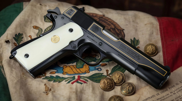 La replica di una Colt M1911 da collezione da Sk Customs l’Ejercito mexicano Centennial La replica di una Colt M1911 da collezione da Sk Customs l’Ejercito mexicano Centennial