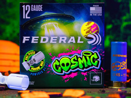 Federal premium lancia le Cosmic, munizioni con borra fluorescente Federal premium lancia le Cosmic, munizioni con borra fluorescente